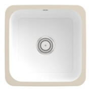 V&B Évier sous-plan Cisterna 50 avec garniture vidage, mitigeur, blanc alpin CeramicPlus