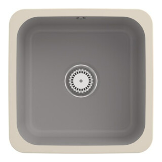V&B Évier sous-plan Cisterna 50 avec garniture vidage, mitigeur, fossil CeramicPlus