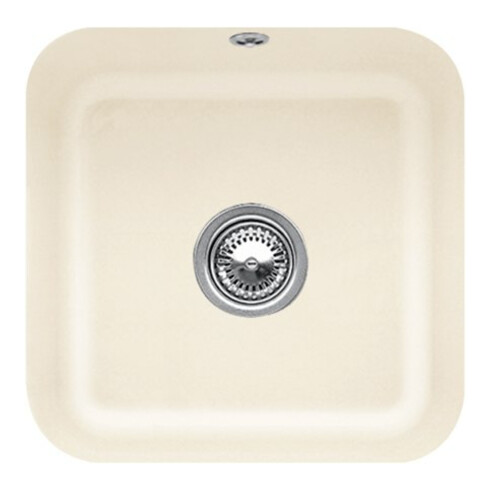 V&B Évier sous-plan Cisterna 50, garniture vidage, avec excentrique, ivoire CeramicPlus