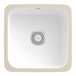 V&B Évier sous-plan Cisterna 50 Garniture vidage, avec poignée, blanc CeramicPlus