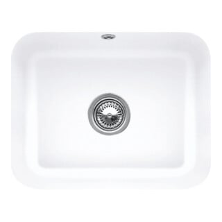 V&B Évier sous-plan Cisterna 60C avec garniture de vidage, robinetterie, blanc céramique CeramicPlus