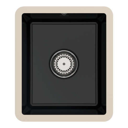 V&B Évier sous-plan Subway 45 SU avec garniture vidage, commande manuelle, pure black