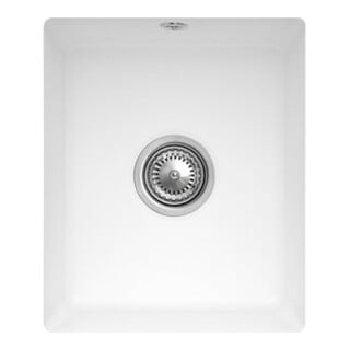 V&B Évier sous-plan Subway 45 SU avec garniture vidage, excentrique, blanc mat C-plus