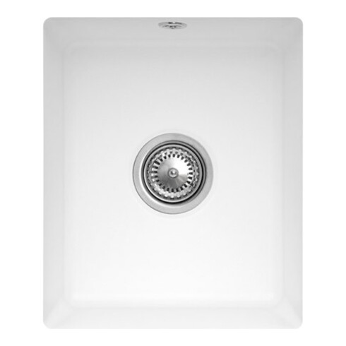 V&B Évier sous-plan Subway 45 SU avec garniture vidage, excentrique, blanc mat C-plus