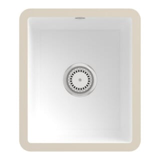 V&B Évier sous plan Subway 45 SU avec garniture vidage, mitigeur, blanc céramique CeramicPlus