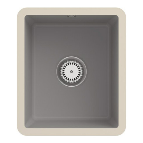 V&B Évier sous-plan Subway 45 SU avec garniture vidage, robinetterie, fossil CeramicPlus