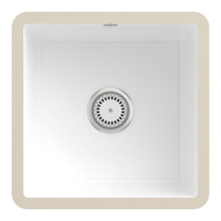 V&B Évier sous-plan Subway 50 SU avec garniture vidage, blanc CeramicPlus