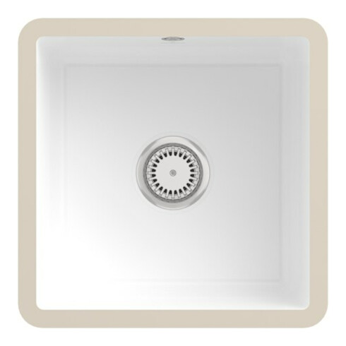 V&B Évier sous-plan Subway 50 SU avec garniture vidage, blanc CeramicPlus