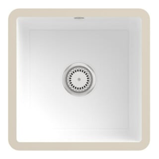 V&B Évier sous-plan Subway 50 SU avec garniture vidage, main, blanc alpin CeramicPlus