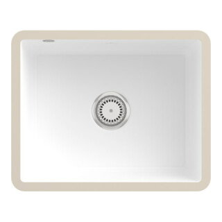 V&B Évier sous-plan Subway 60 SU avec garniture vidage, mitigeur, blanc CeramicPlus