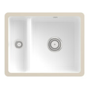 V&B Évier sous-plan Subway 60 XU avec garniture, mitigeur, blanc CeramicPlus