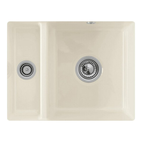 V&B Évier sous-plan Subway 60 XU avec garniture vidage, excentrique, crema CeramicPlus