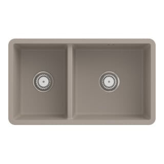 V&B Évier sous-plan Subway 80U avec garniture vidage, excentrique, almond CeramicPlus