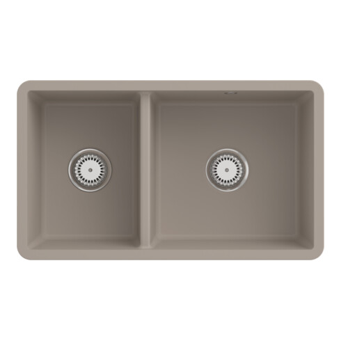 V&B Évier sous-plan Subway 80U avec garniture vidage, excentrique, almond CeramicPlus