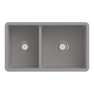 V&B Évier sous-plan Subway 80U avec garniture vidage, excentrique, fossil CeramicPlus