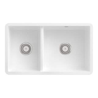 V&B Évier sous-plan Subway 80U avec garniture vidage, excentrique, sn blanc CeramicPlus