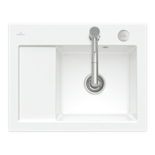V&B Évier Subway 45 Compact dr, avec garniture vidage, excentrique, blanc alp C-plus
