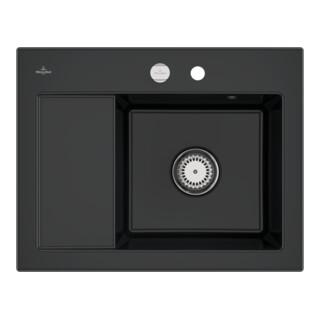 V&B Évier Subway 45 Compact dr, avec garniture vidage, excentrique, noir pur