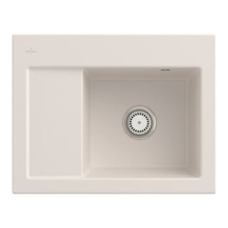 V&B Évier Subway 45 Compact droite, avec garniture vidage, poignée, crema CeramicPlus