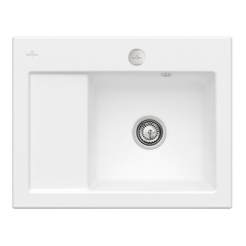 V&B Évier Subway 45 Compact Dte, avec garniture vidange, excentrique, acier blanc C-plus