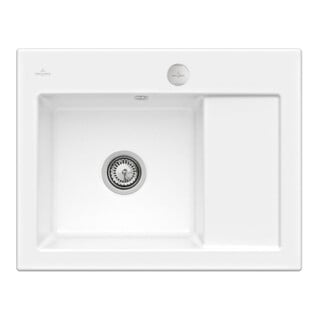V&B Évier Subway 45 Compact G, avec garniture vidage, excentrique, blanc satin C-plus