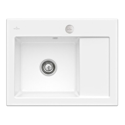 V&B Évier Subway 45 Compact G, avec garniture vidage, excentrique, blanc satin C-plus