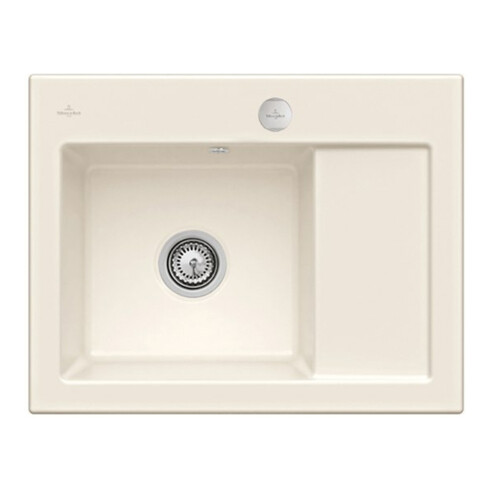 V&B Évier Subway 45 Compact gauche, avec garniture, excentrique, crema C-plus