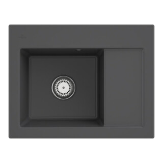 V&B Évier Subway 45 Compact gauche, avec garniture, mitigeur, graphit CeramicPlus