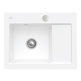 V&B Évier Subway 45 Compact gauche, avec garniture vidage, excentrique, blanc alp C-plus