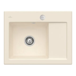 V&B Évier Subway 45 Compact gauche, avec garniture vidage, excentrique, ivoire C-plus