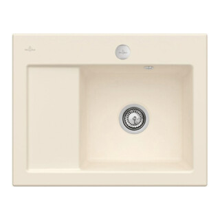 V&B Évier Subway 45 Compact re, avec garniture vidage, excentrique, ivoire C-plus