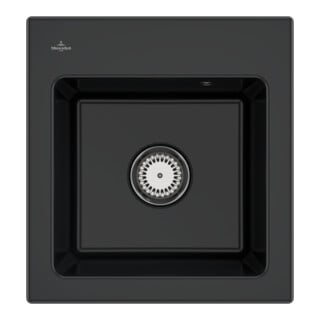 V&B Évier Subway 45 XS avec garniture, commande manuelle, noir pur