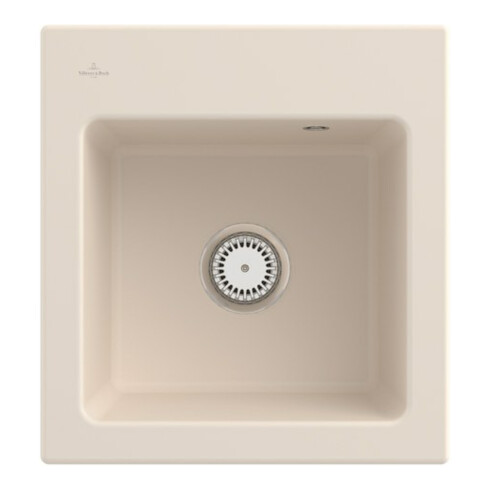 V&B Évier Subway 45 XS avec garniture, robinet, ivoire CeramicPlus