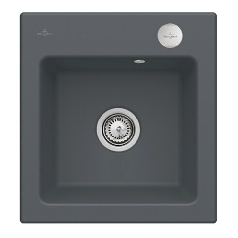 V&B Évier Subway 45 XS avec garniture vidage, excentrique, gris CeramicPlus
