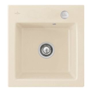 V&B Évier Subway 45 XS avec garniture vidage, excentrique, ivoire CeramicPlus