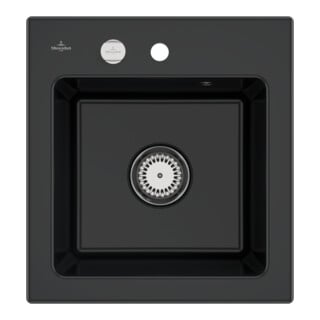V&B Évier Subway 45 XS avec garniture vidage, excentrique, noir pur