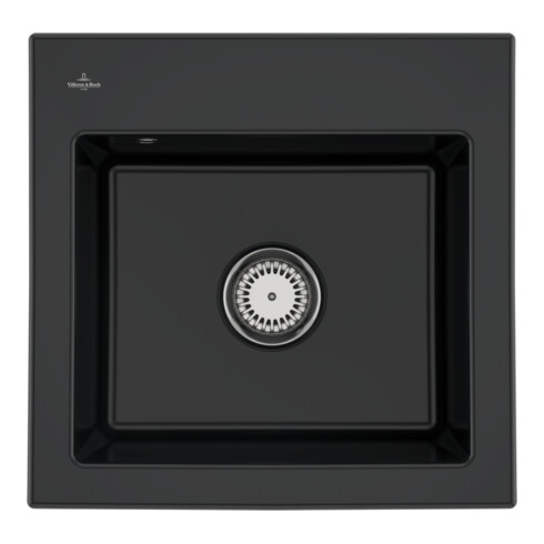 V&B Évier Subway 50 S avec garniture vidage, commande manuelle, noir pur