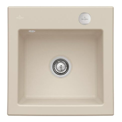 V&B Évier Subway 50 S avec garniture vidage, excentrique, Almond CeramicPlus