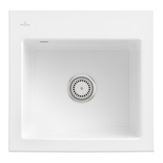 V&B Évier Subway 50 S avec garniture vidage, mitigeur, blanc sn CeramicPlus