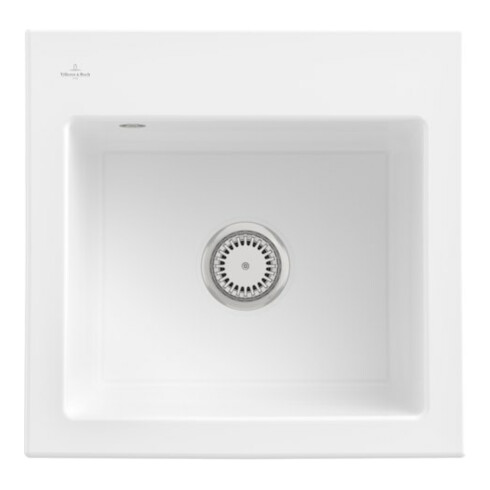 V&B Évier Subway 50 S avec garniture vidage, mitigeur, blanc sn CeramicPlus