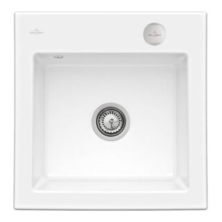 V&B Évier Subway 50 S avec garniture vidange, excentrique, sn blanc CeramicPlus