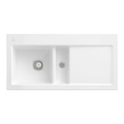 V&B Évier Subway 60 gauche, avec garniture vidage, mitigeur, blanc satin C-plus