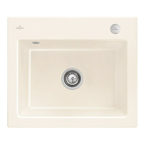 V&B Évier Subway 60 S avec garniture, excentrique, crema CeramicPlus