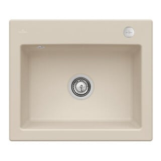 V&B Évier Subway 60 S avec garniture vidage, excentrique, almond CeramicPlus