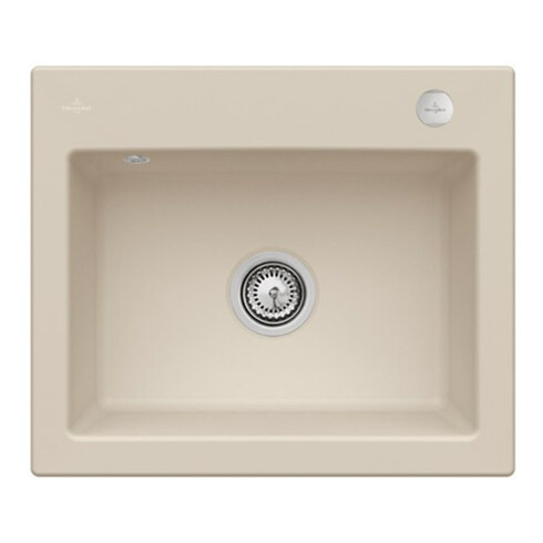 V&B Évier Subway 60 S avec garniture vidage, excentrique, almond CeramicPlus