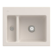 V&B Évier Subway 60 XM avec garniture d'évacuation, poignée, crema CeramicPlus