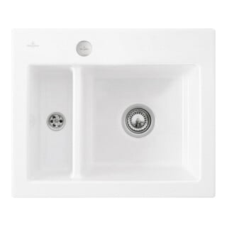 V&B Évier Subway 60 XM avec garniture, excentrique, blanc alpin CeramicPlus