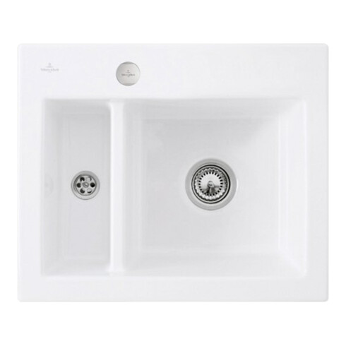 V&B Évier Subway 60 XM avec garniture vidage, excentrique, acier blanc C-plus