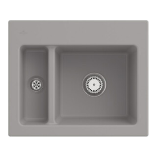V&B Évier Subway 60 XM avec garniture vidage, robinetterie, fossil CeramicPlus