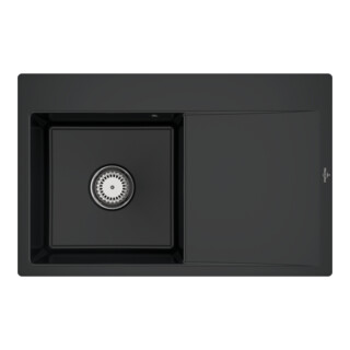 V&B Évier Subway Style 45 Flat gauche, avec garniture de vidage, pure black